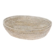 Woven White Wash Rattan Bread Bowl 25 cm