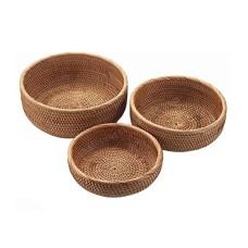 Woven Rattan Bowl Natural Set Of 3